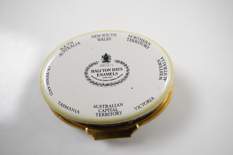 Seventeen enamel boxes - fourteen Halcyon days commemorative boxes and three others